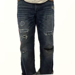 Reworked banana republic jeans with visible mending